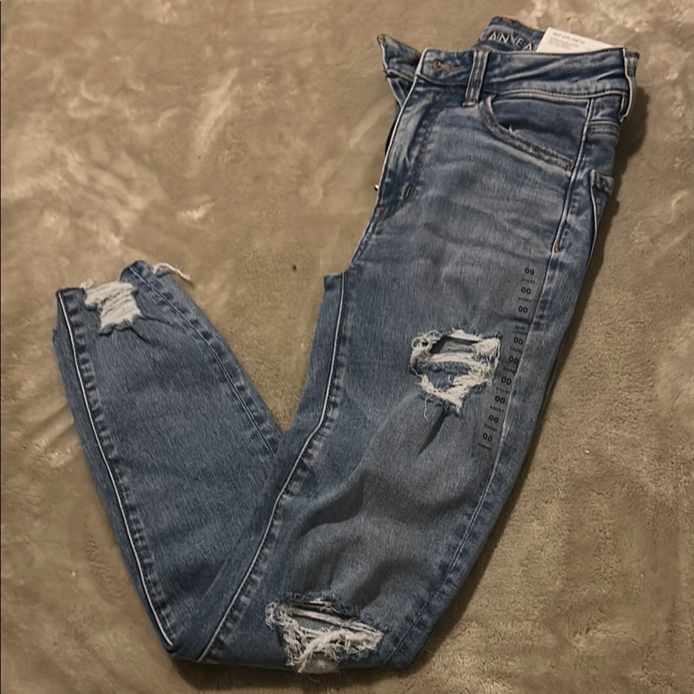 Trendy Distressed Blue Jeans